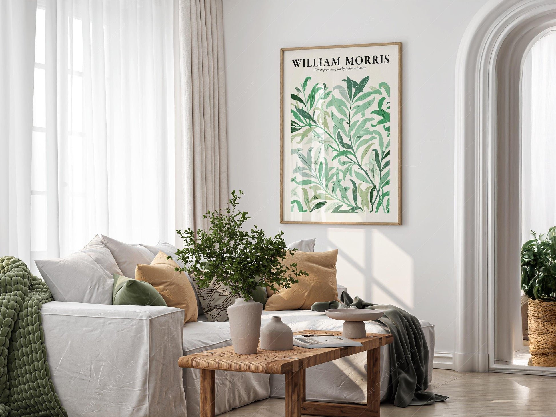 William Morris Green Leaves Cotton Print – Botanical – high quality art print