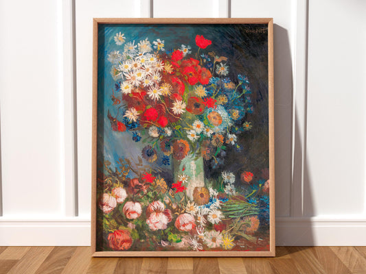 Van Gogh Vase with Poppies and Daisies Art Print – fine art print wall decor
