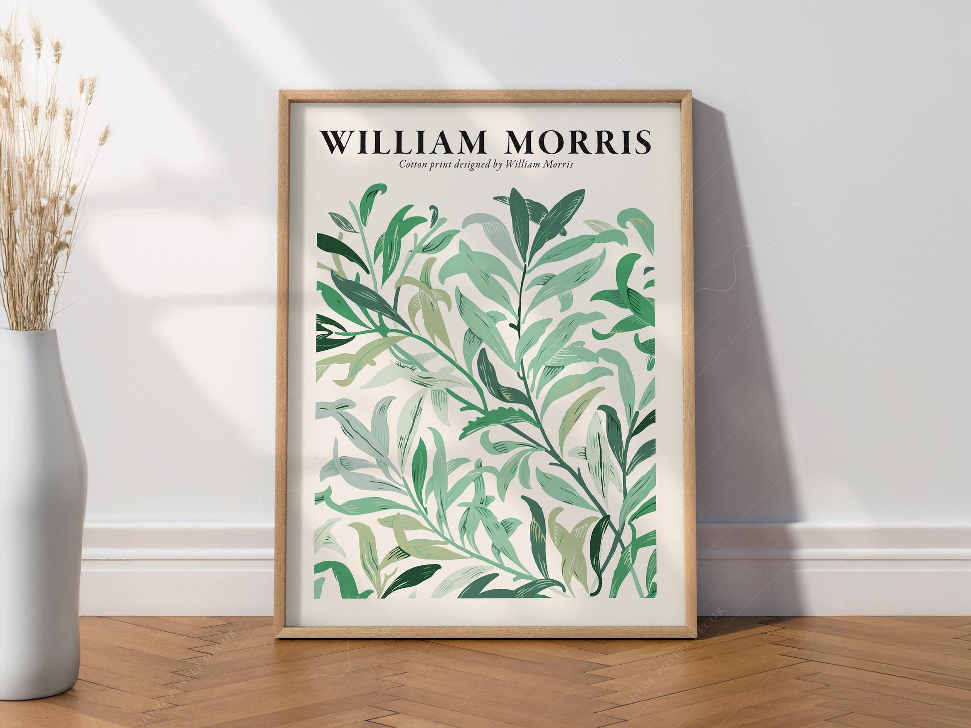 William Morris Green Leaves Cotton Print – Botanical – museum quality art print