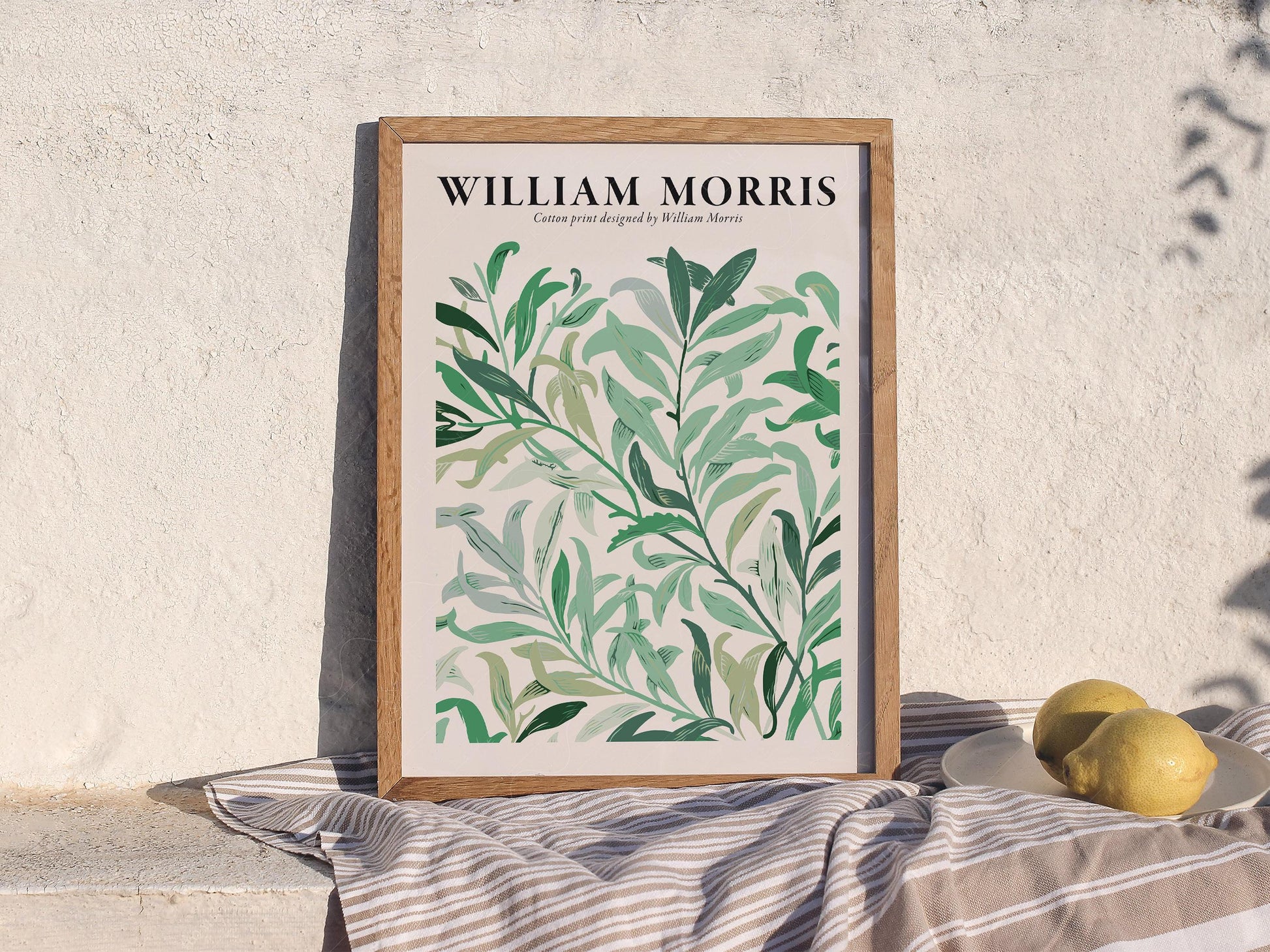 William Morris Green Leaves Cotton Print – Botanical – fine art wall poster