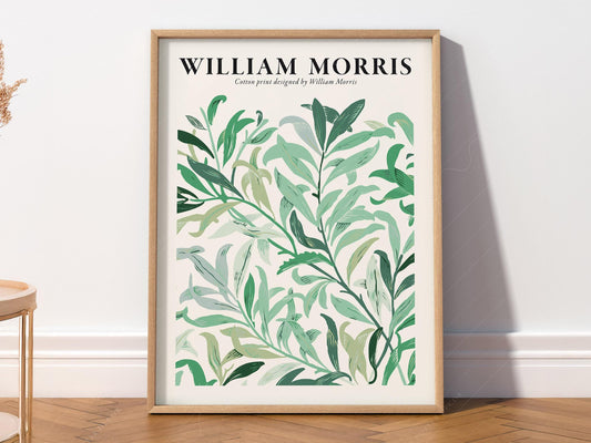 William Morris Green Leaves Cotton Print – Botanical – fine art print wall decor