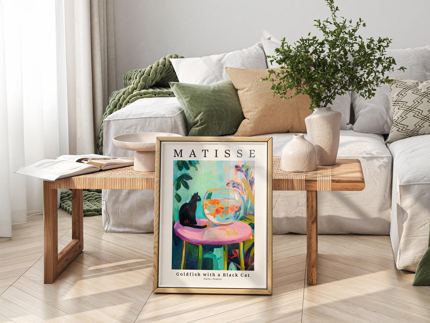 Henri Matisse Goldfish with a Black Cat Print – art poster for living room