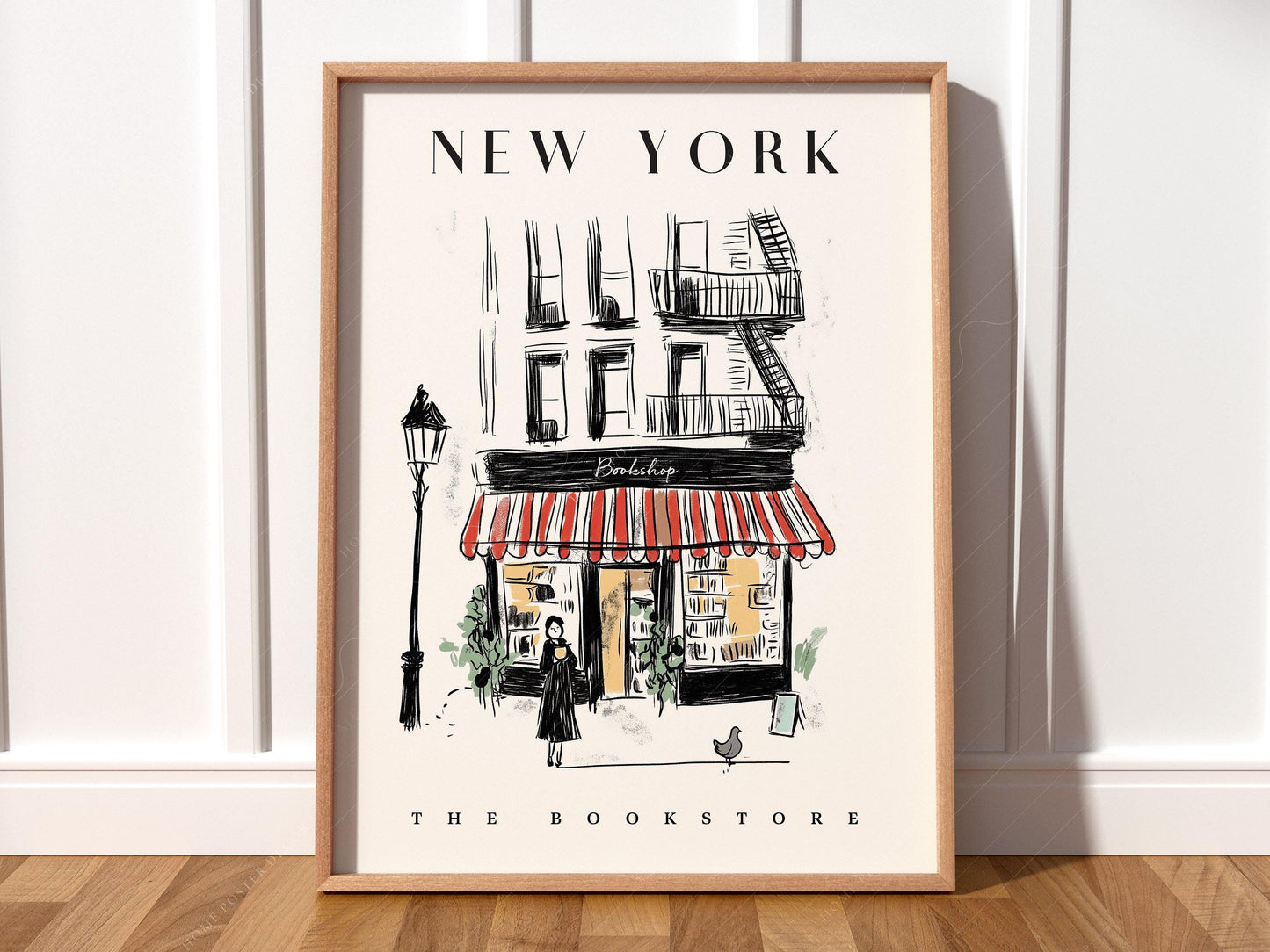 Bookstore Art Print Set – NYC Barcelona Amsterdam – fine art wall poster