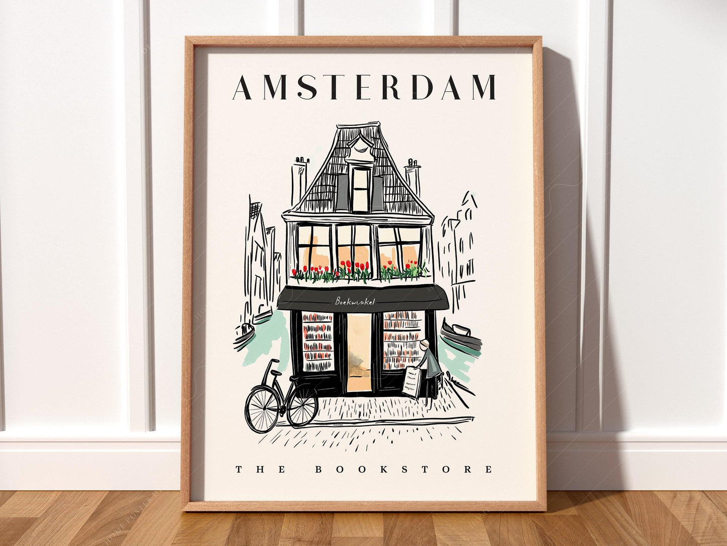 Bookstore Art Print Set – NYC Barcelona Amsterdam – high quality art print