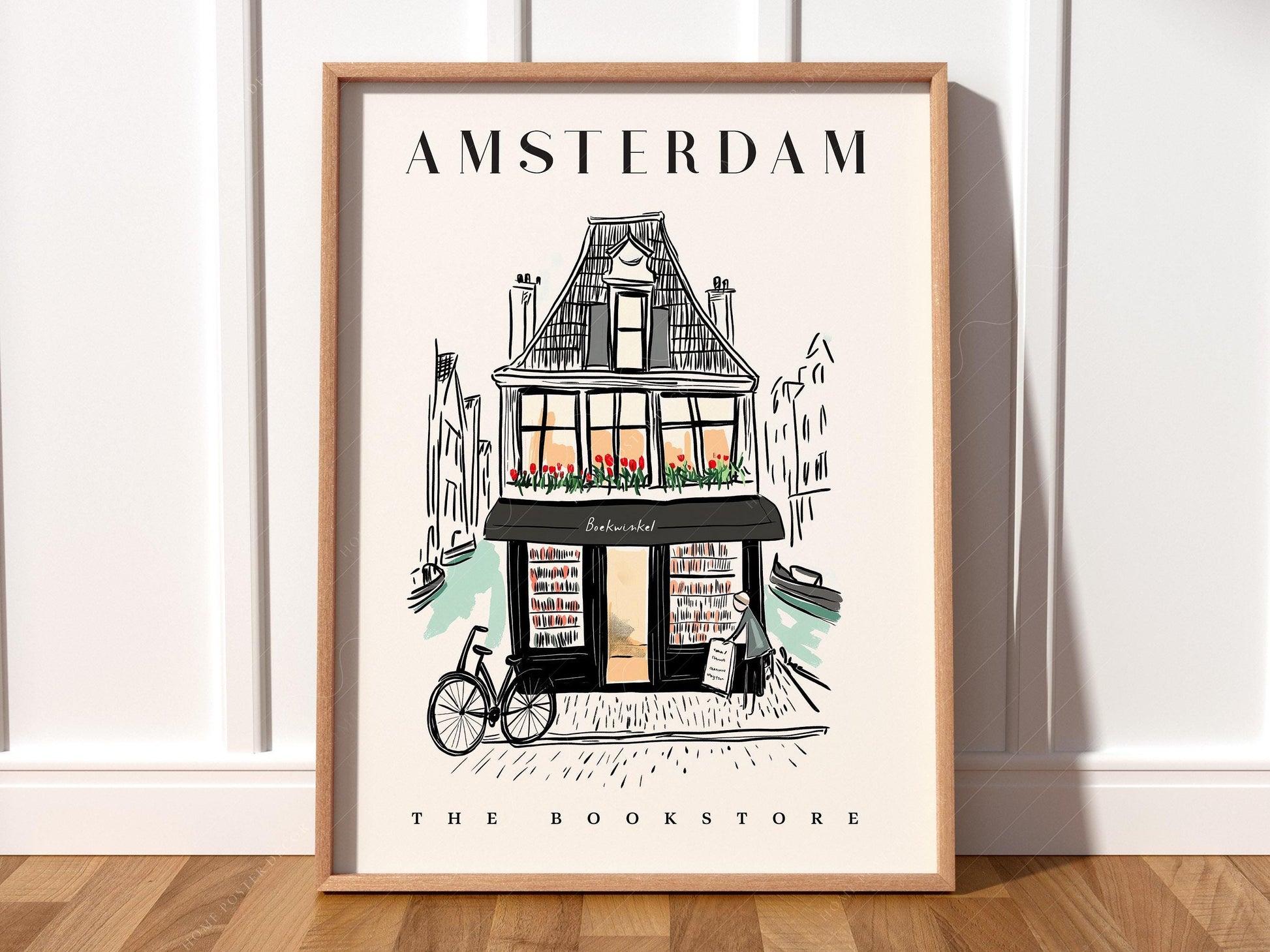 Bookstore Art Print Set – NYC Barcelona Amsterdam – high quality art print