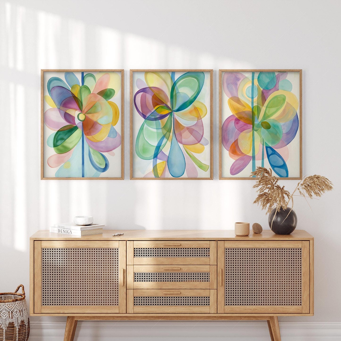 Abstract Watercolor Flowers Print Set – Colorful – art poster for living room