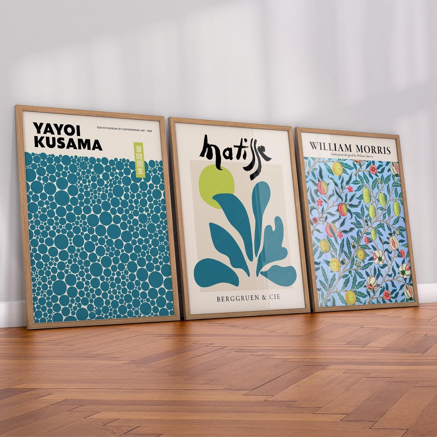 Kusama Matisse Morris Gallery Wall Set of 3 – Teal – gallery wall art poster