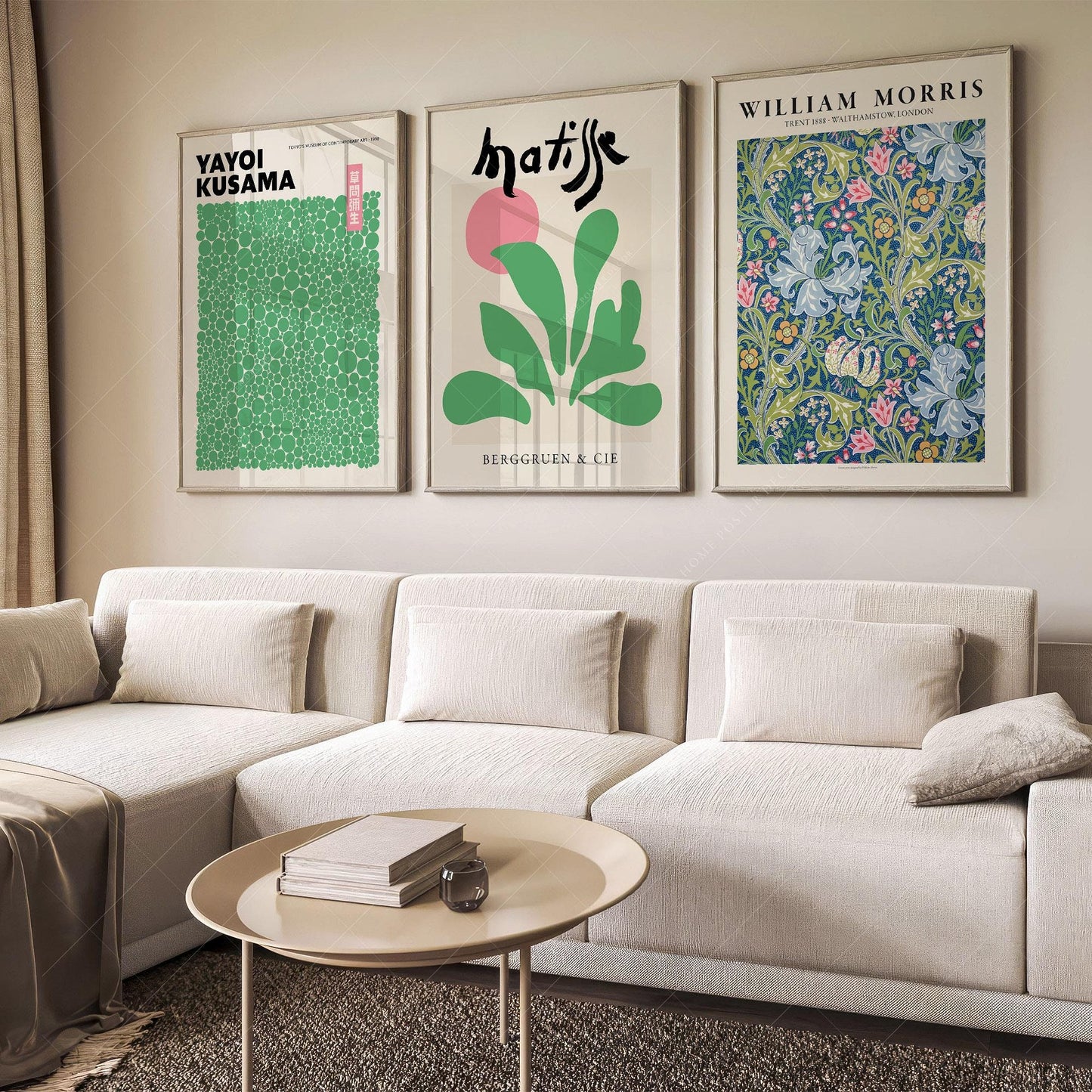 Matisse Kusama William Morris Set of 3 Prints – Modern – fine art print wall decor