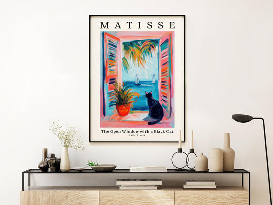 Matisse The Open Window with a Black Cat Print – fine art print wall decor