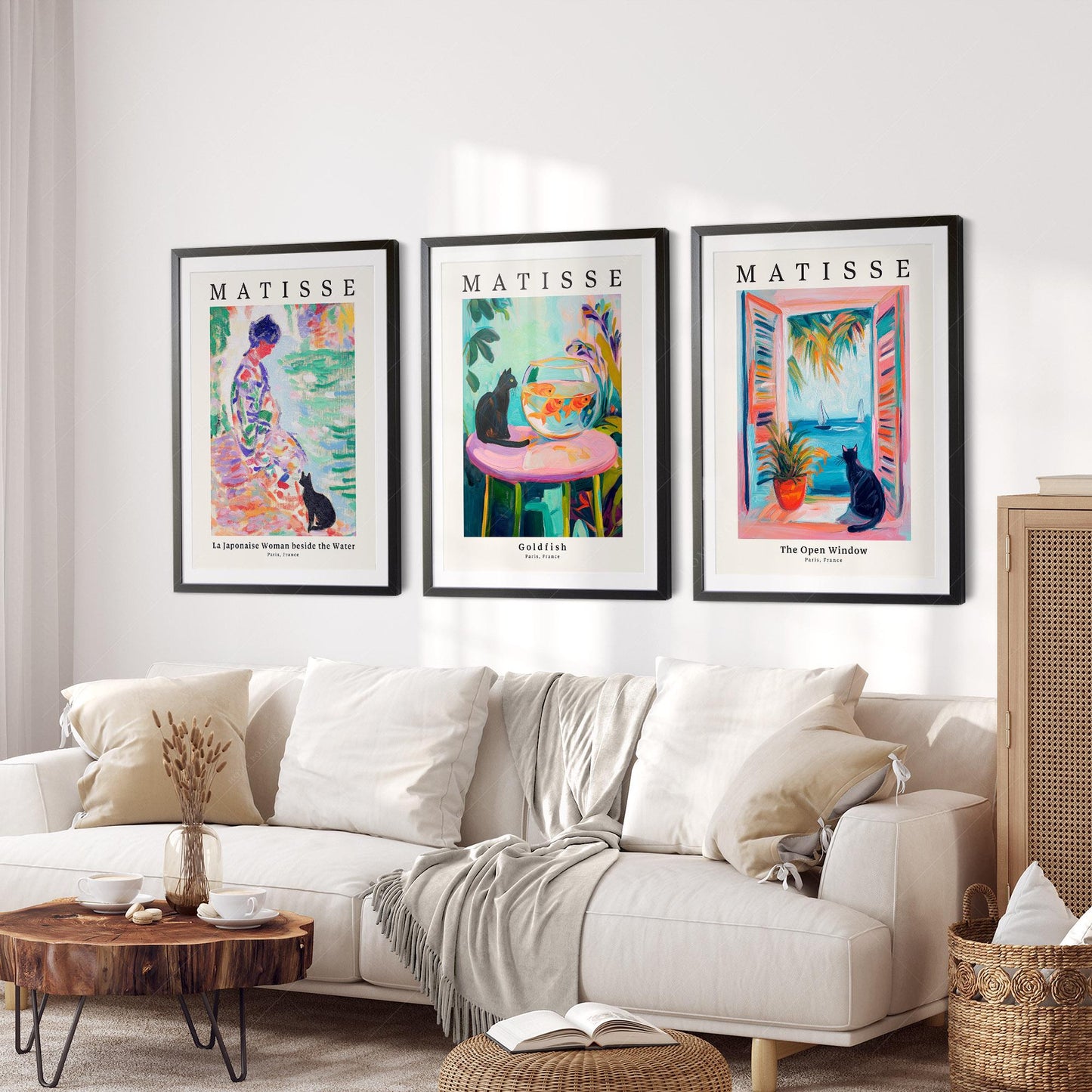 Matisse Black Cat Art Print Set of 3 – Colorful Wall – high quality art print