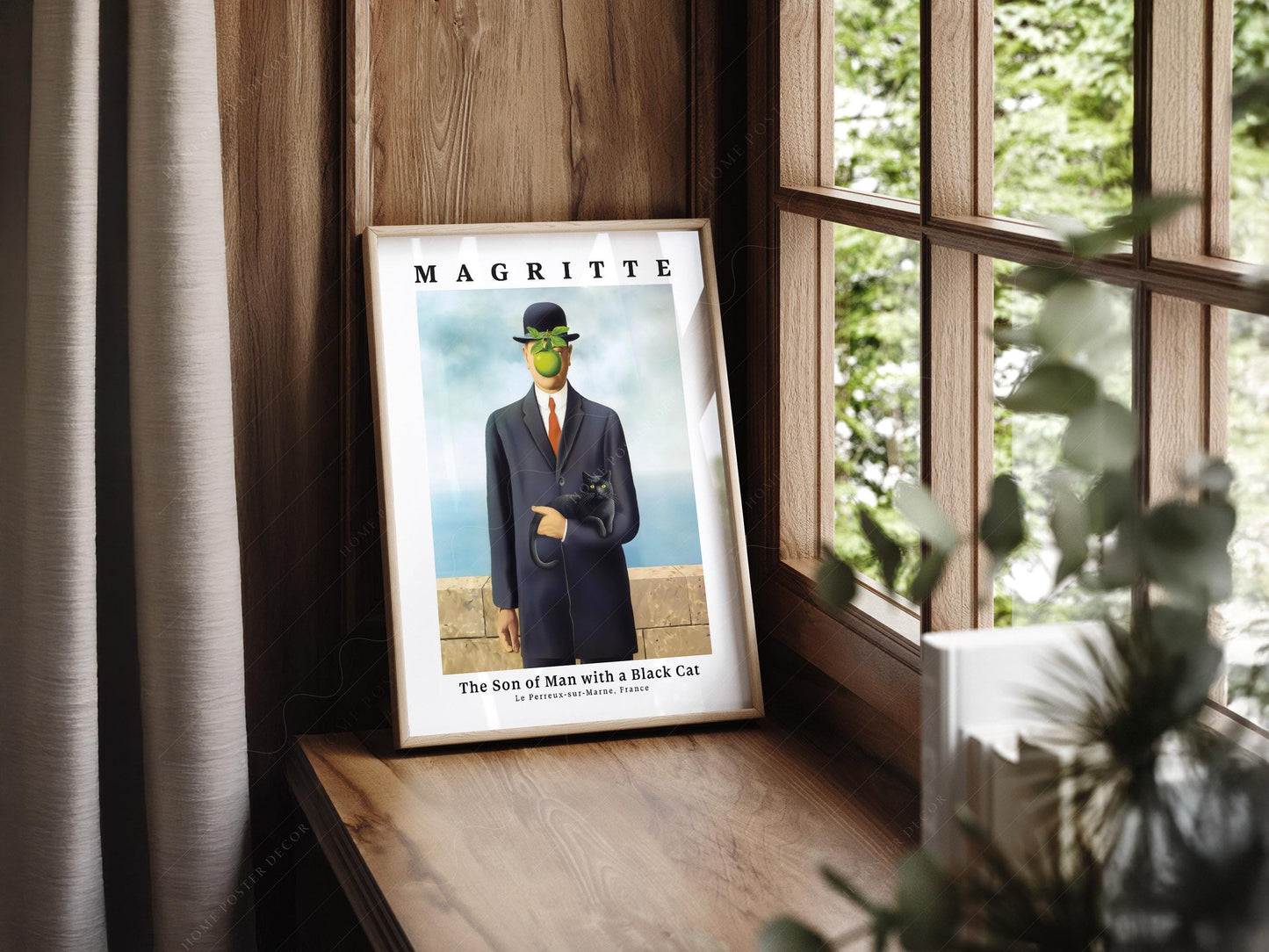 René Magritte Son of Man with Black Cat Print – gallery wall art poster