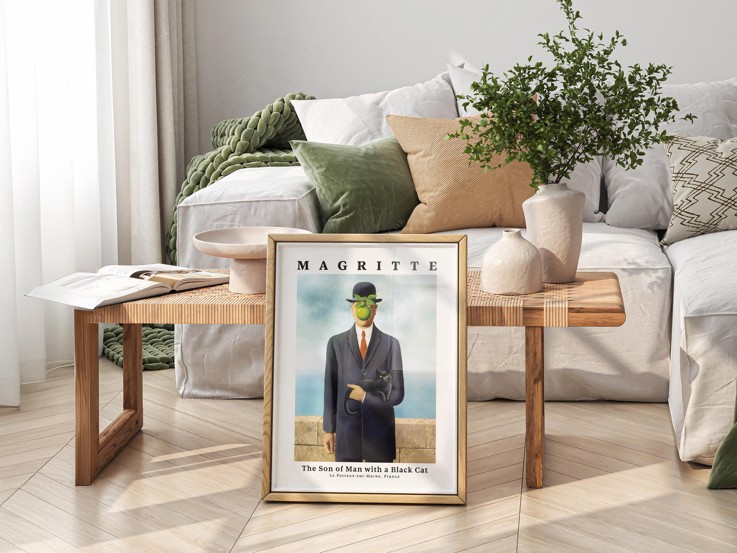 René Magritte Son of Man with Black Cat Print – art poster for living room