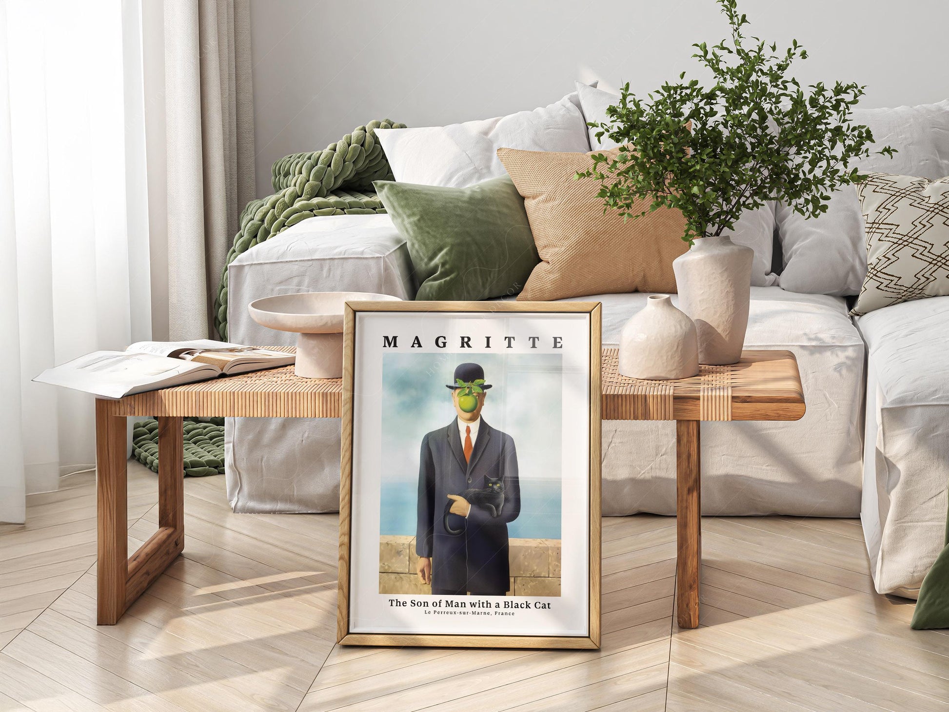 René Magritte Son of Man with Black Cat Print – art poster for living room