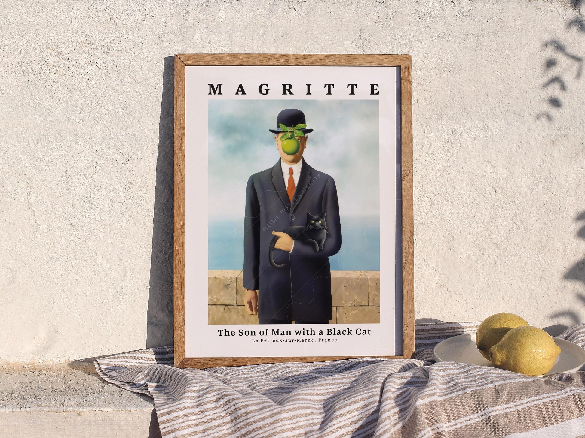 René Magritte Son of Man with Black Cat Print – classic art print reproduction