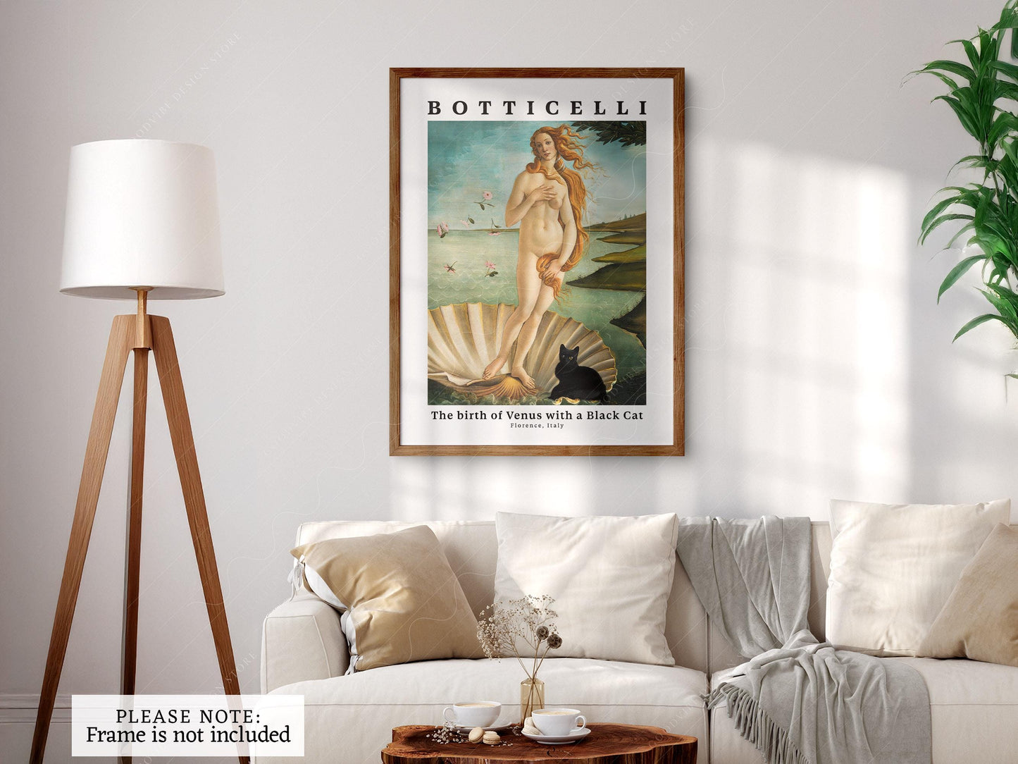 Botticelli Birth of Venus Black Cat Print – Funny Cat – museum quality art print