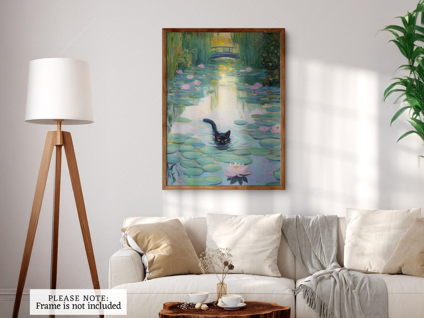 Monet Water Lilies Black Cat Print – Funny Cat Lover – museum quality art print