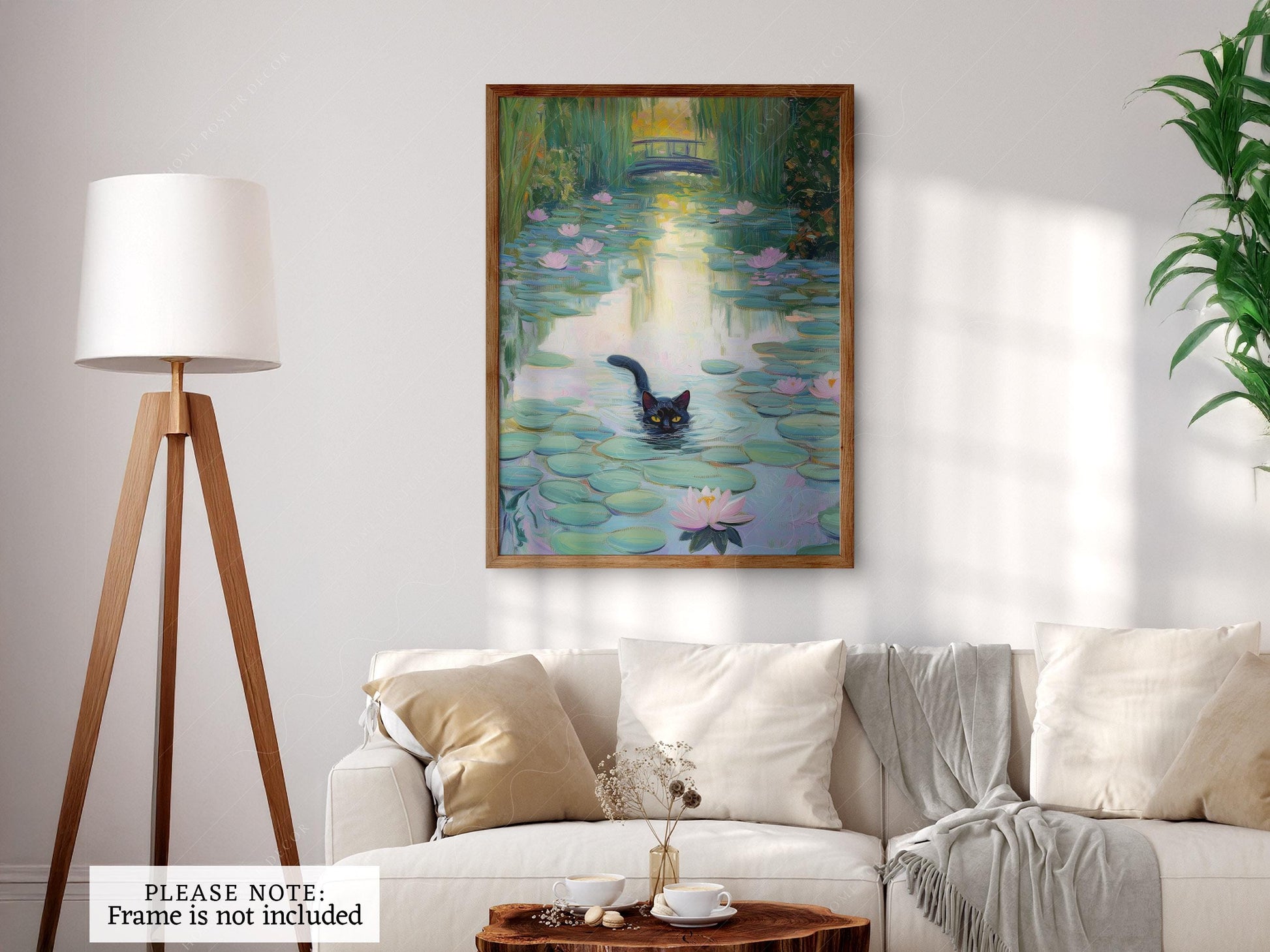 Monet Water Lilies Black Cat Print – Funny Cat Lover – museum quality art print