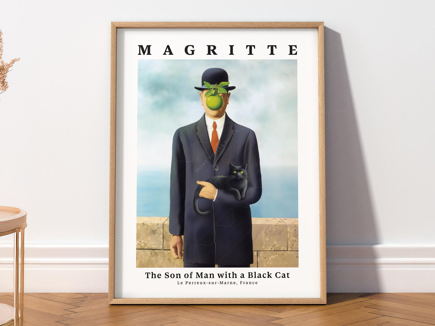René Magritte Son of Man with Black Cat Print – fine art wall poster