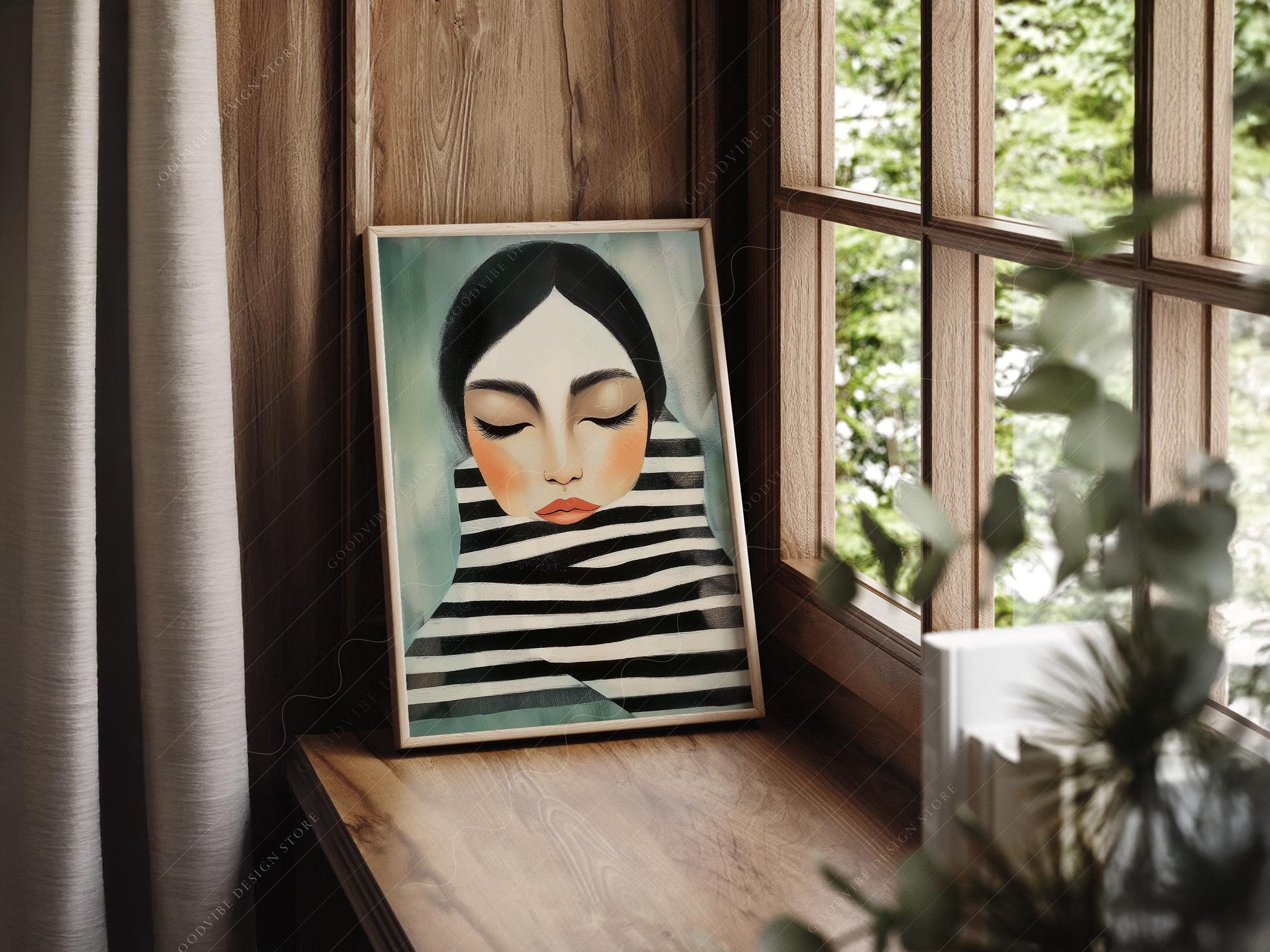 Woman Portrait Art Print – Modern Minimalist Black – archival paper art print