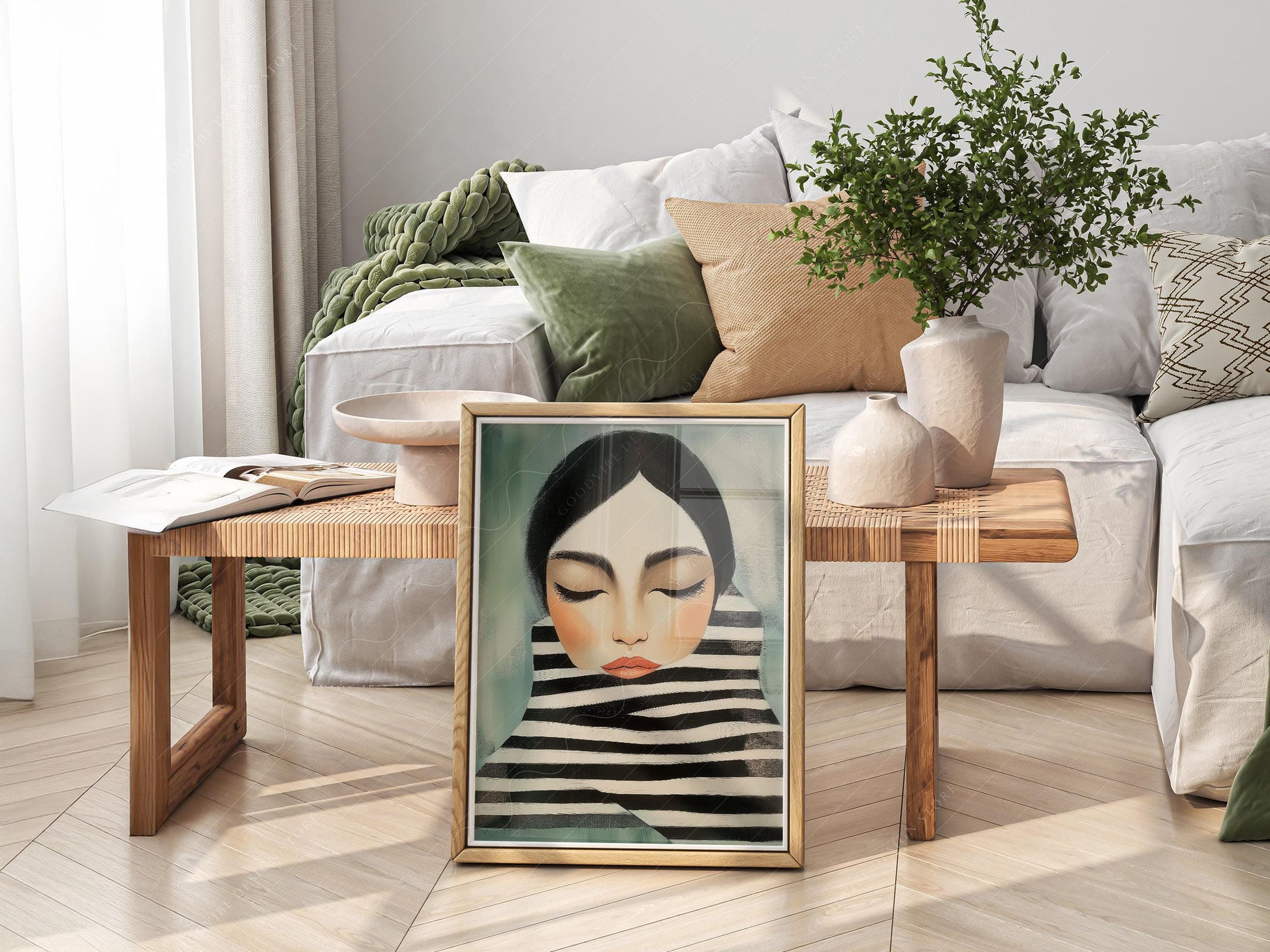 Woman Portrait Art Print – Modern Minimalist Black – fine art wall poster