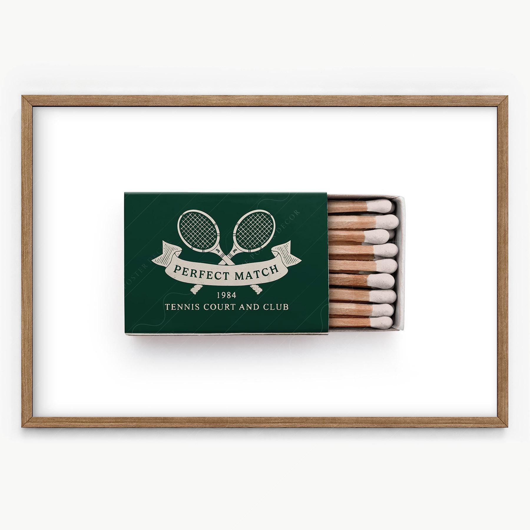 Vintage Tennis Club Matchbox Print – Preppy Sporting – retro travel wall art print