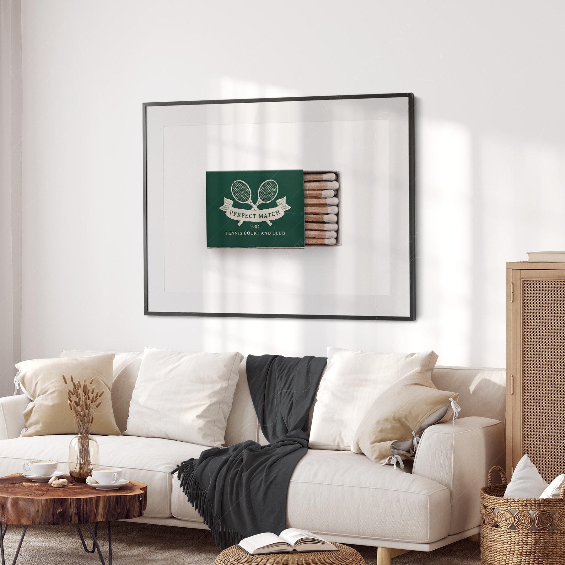 Vintage Tennis Club Matchbox Print – Preppy Sporting – nostalgic matchbox decor