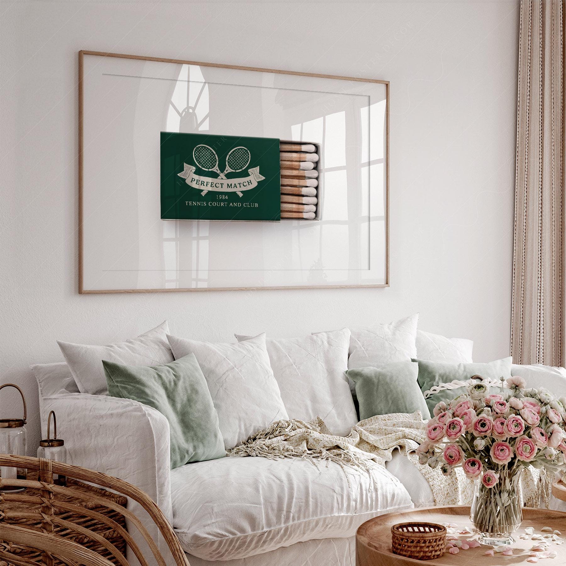 Vintage Tennis Club Matchbox Print – Preppy Sporting – retro matchbox art wall poster