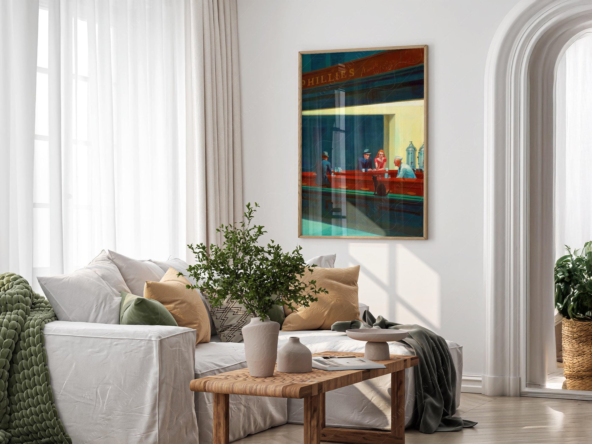 Nighthawks Cat Art Print – Edward Hopper Parody Poster – archival paper art print