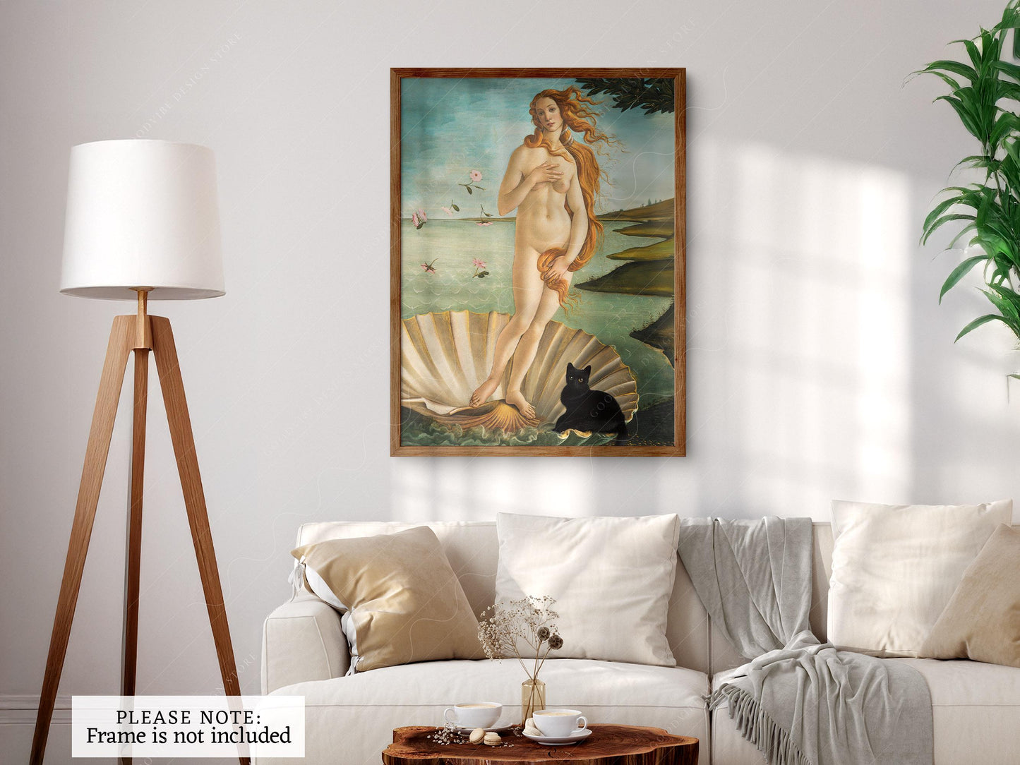 Botticelli Birth of Venus Black Cat Print – Funny – fine art print wall decor