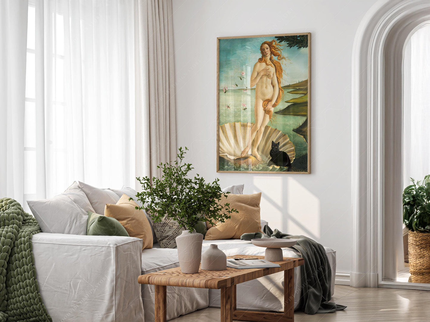 Botticelli Birth of Venus Black Cat Print – Funny – archival paper art print