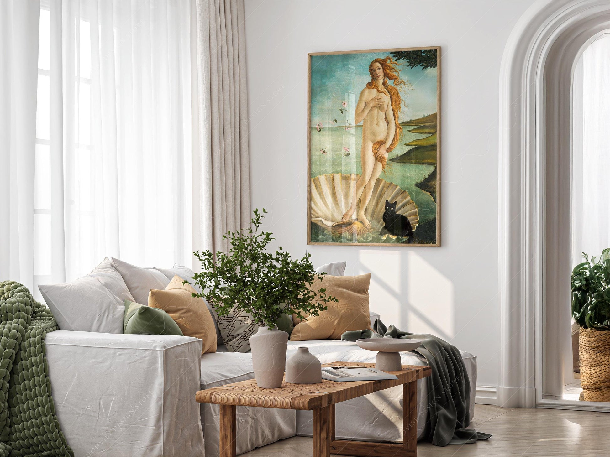 Botticelli Birth of Venus Black Cat Print – Funny – archival paper art print