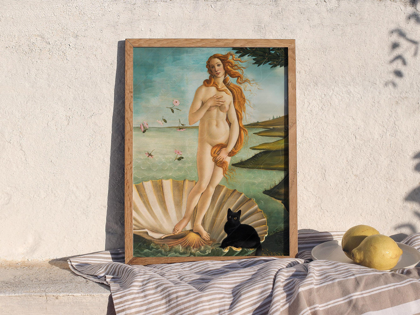 Botticelli Birth of Venus Black Cat Print – Funny – classic art print reproduction