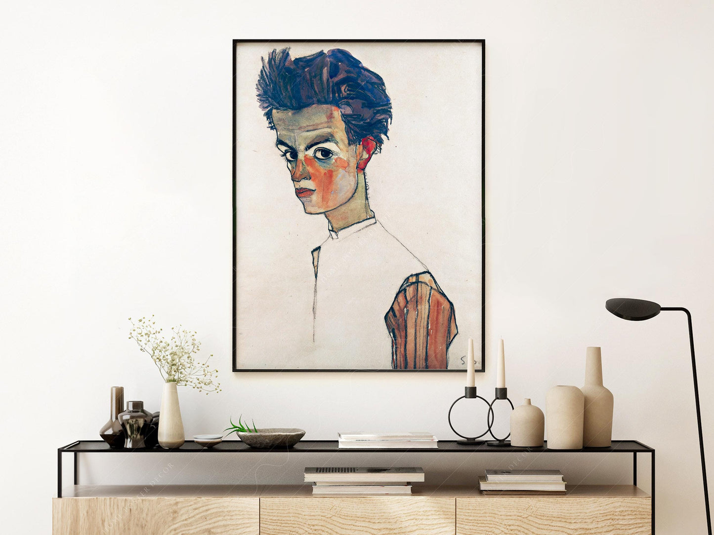 Egon Schiele Self-Portrait Art Print – Expressionist – fine art wall poster