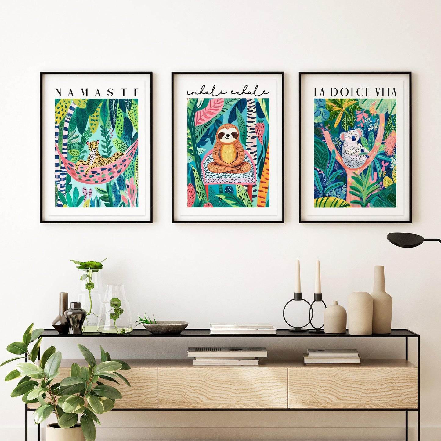 Jungle Animal Prints Set of 3 – Colorful Kids Room – art print for baby shower gift
