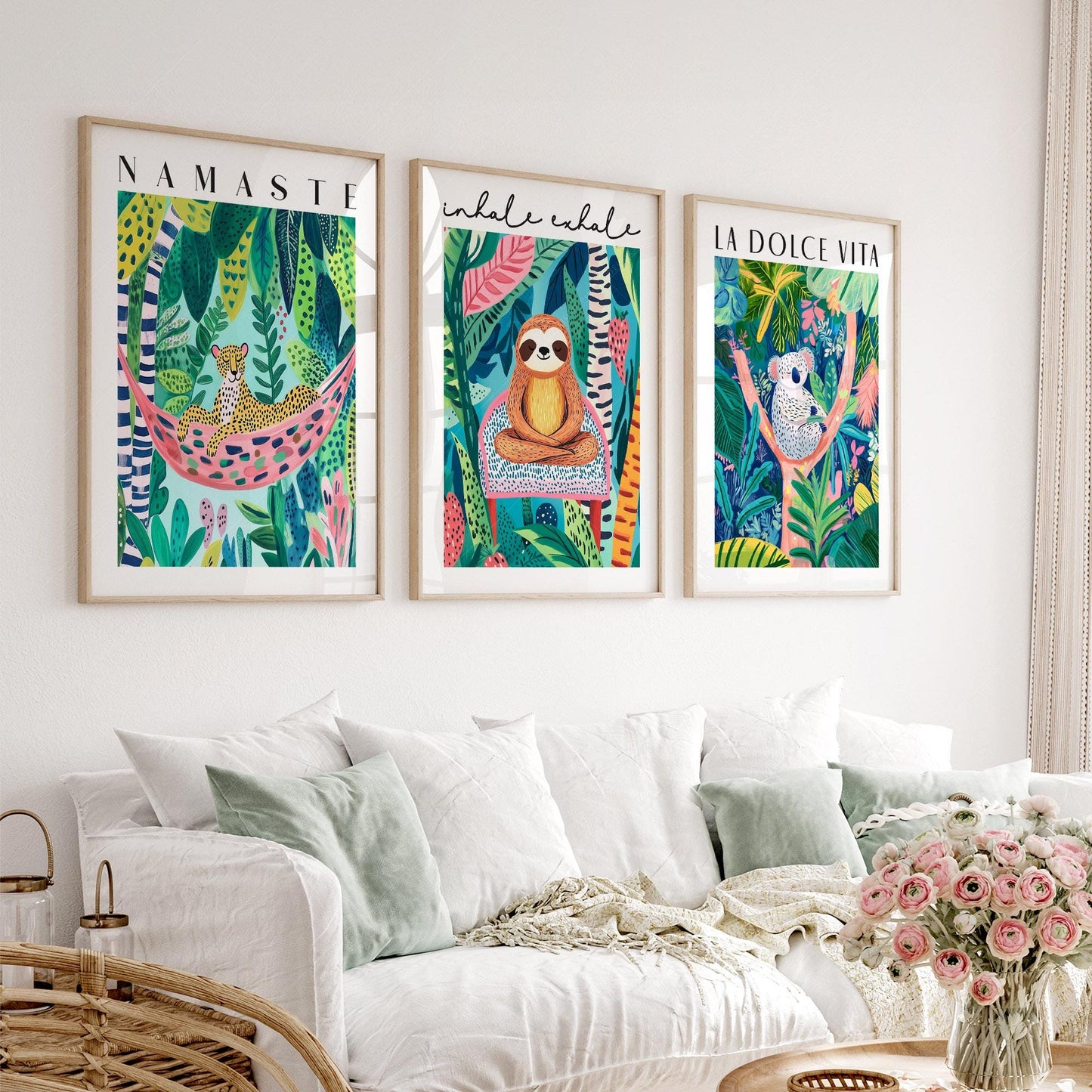 Jungle Animal Prints Set of 3 – Colorful Kids Room – children's illustration print