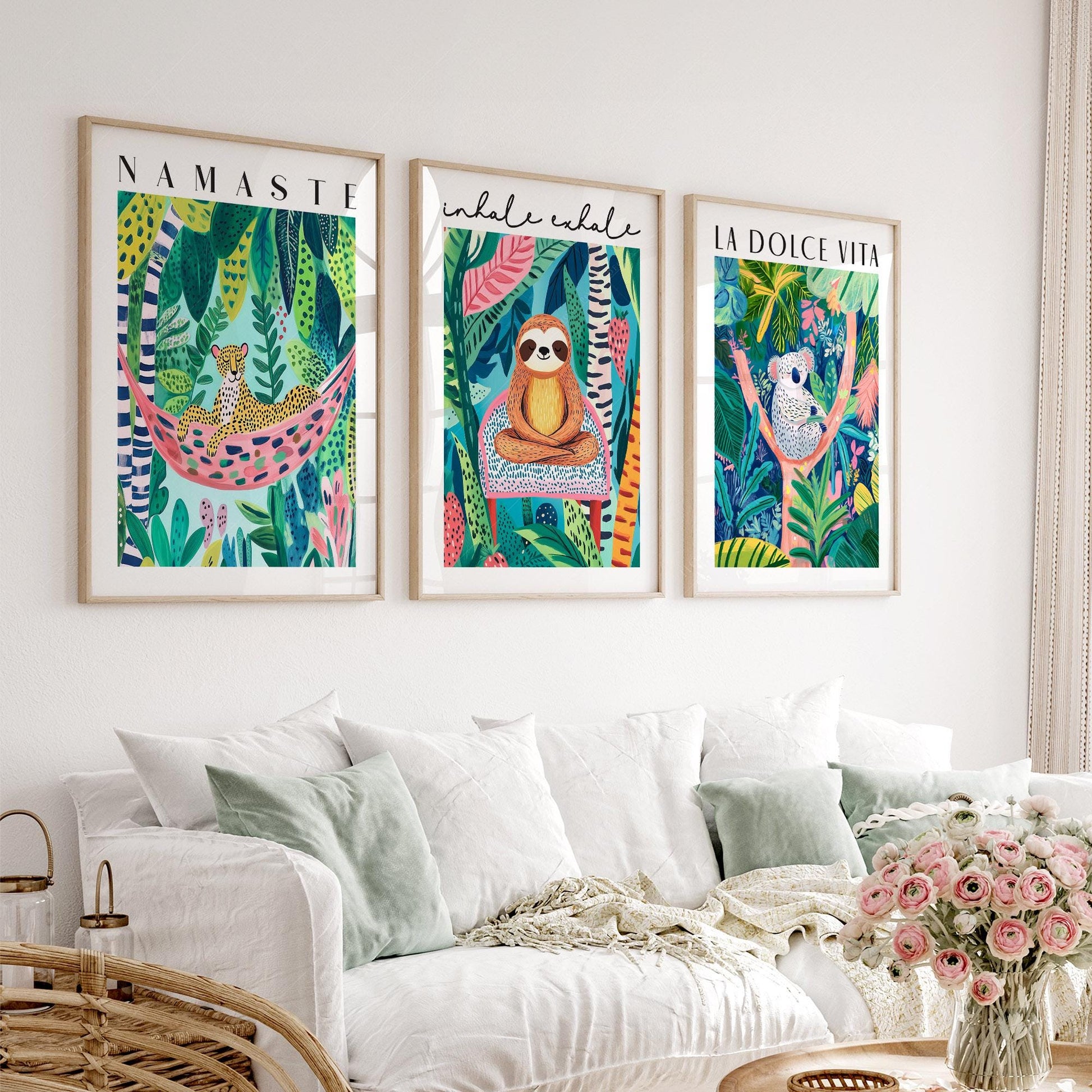 Jungle Animal Prints Set of 3 – Colorful Kids Room – children's illustration print