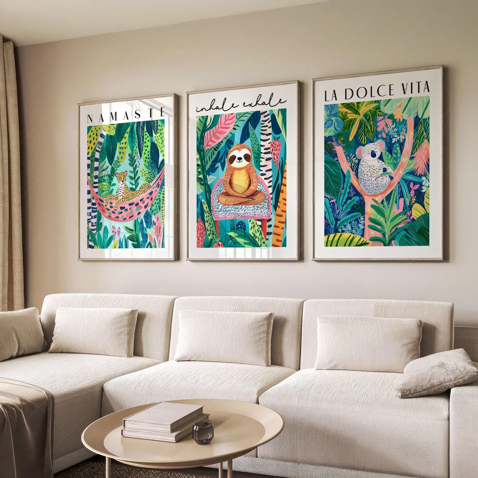Jungle Animal Prints Set of 3 – Colorful Kids Room – whimsical kids room decor