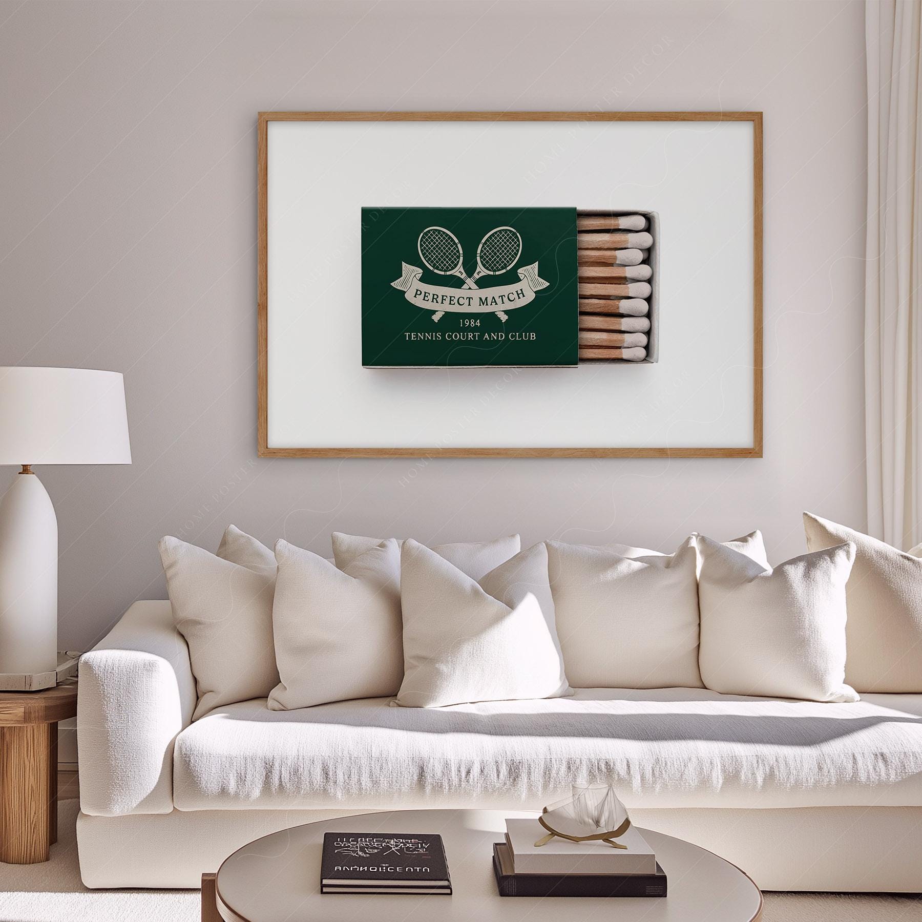 Vintage Tennis Club Matchbox Print – Preppy Sporting – vintage poster art print detail