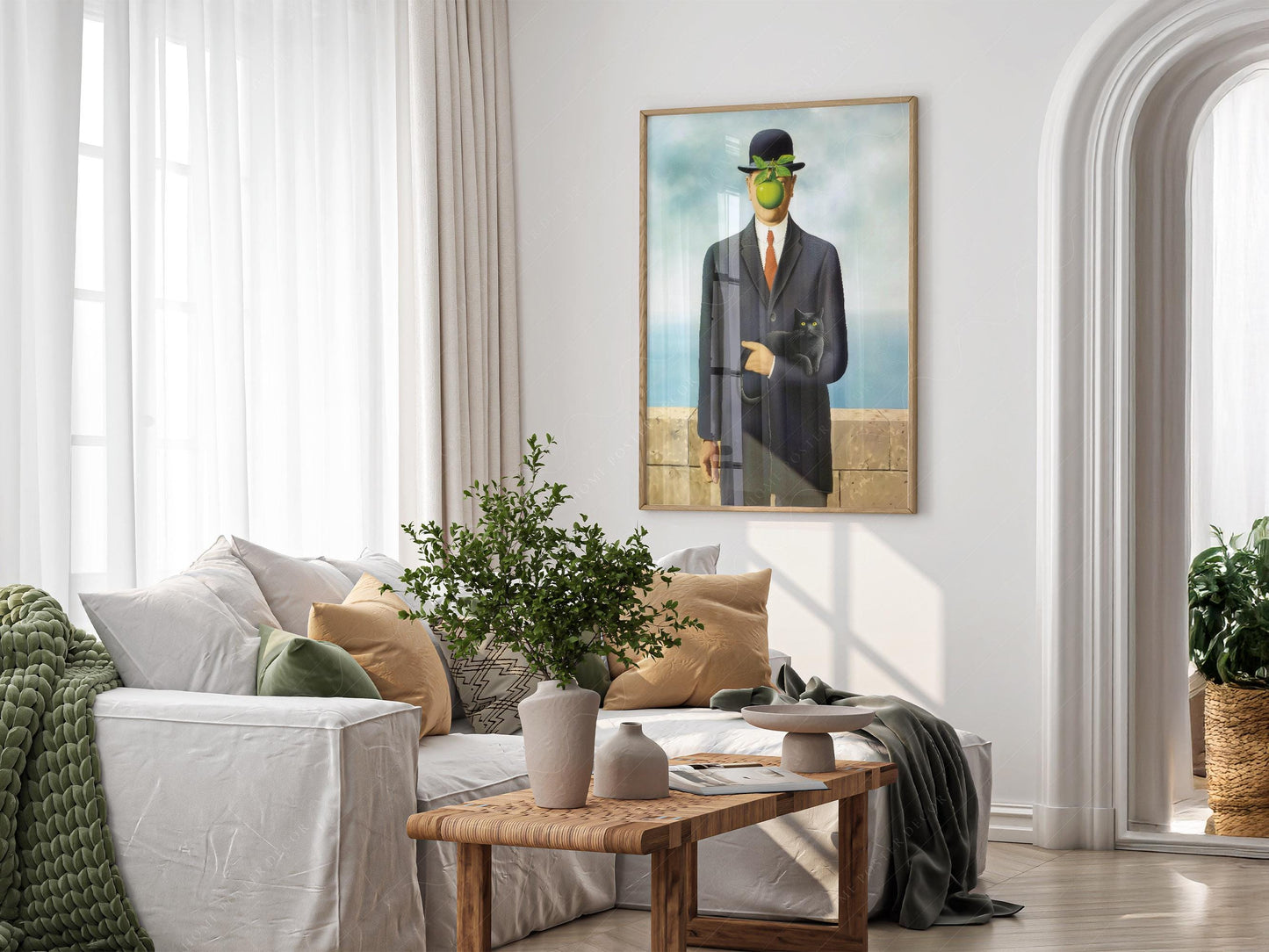 Magritte Son of Man Cat Print – Funny Surrealist Art – classic art print reproduction