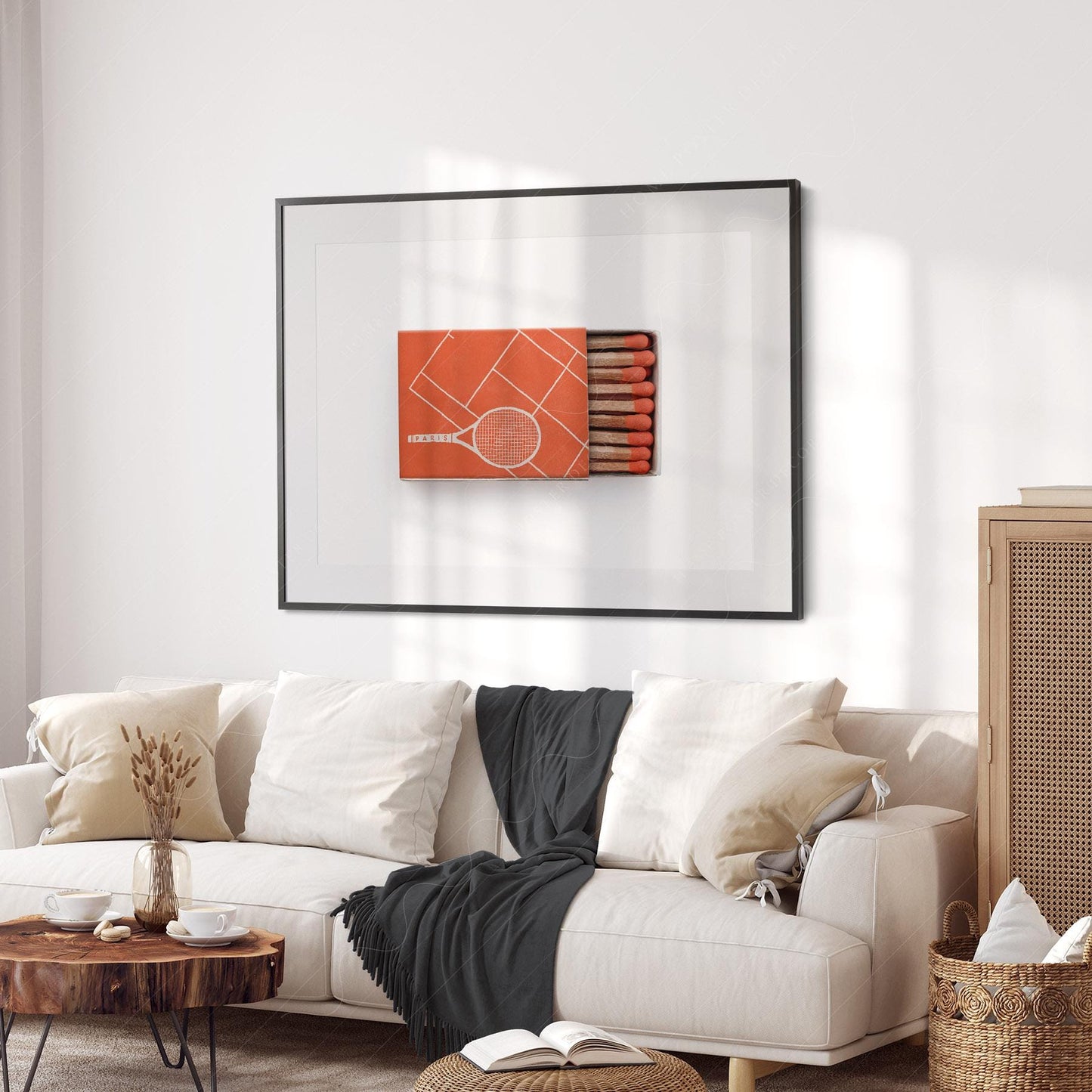 Paris Tennis Matchbox Print – French Open Clay Court – retro travel wall art print