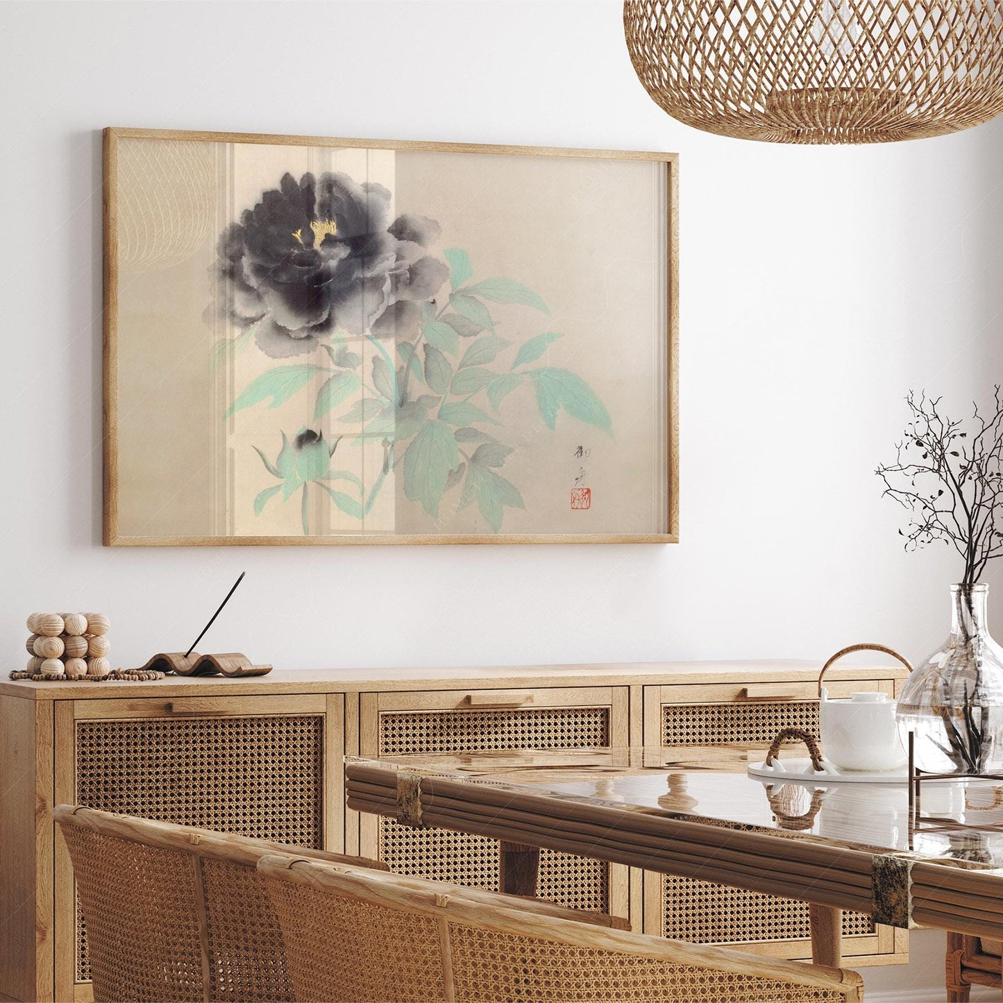 Gyoshu Hayami Black Peonies Print – Vintage Japanese – gallery wall art poster