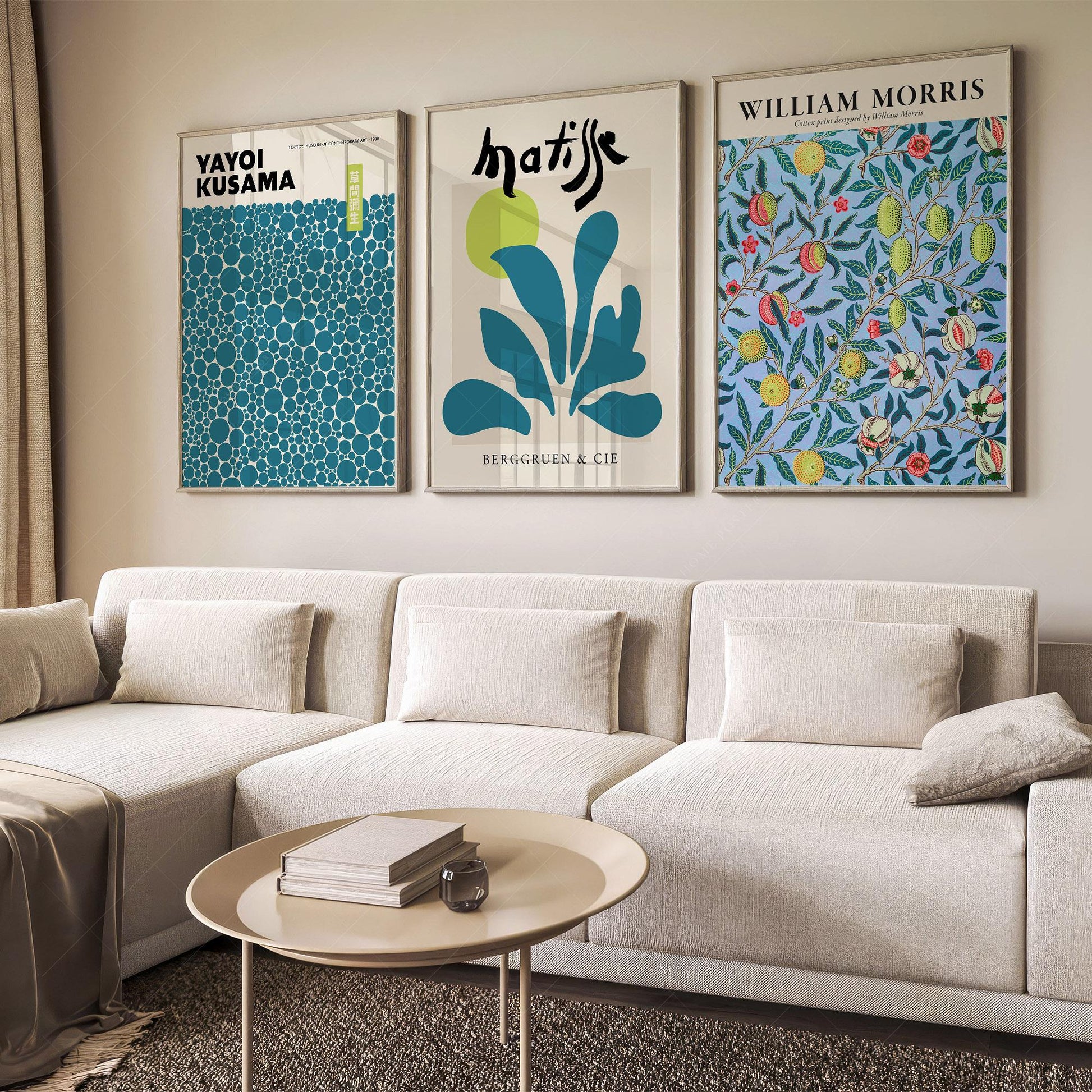 Kusama Matisse Morris Gallery Wall Set of 3 – Teal – museum quality art print