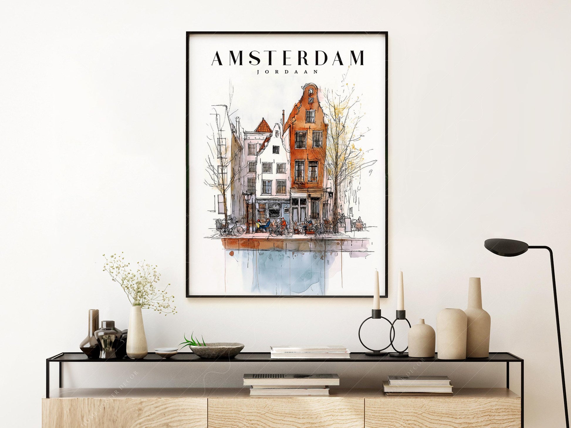 Amsterdam Jordaan Neighborhood Art Print – Dutch – fine art wall poster