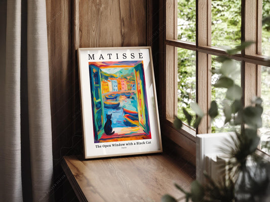 Henri Matisse The Open Window with a Black Cat Print – fine art print wall decor