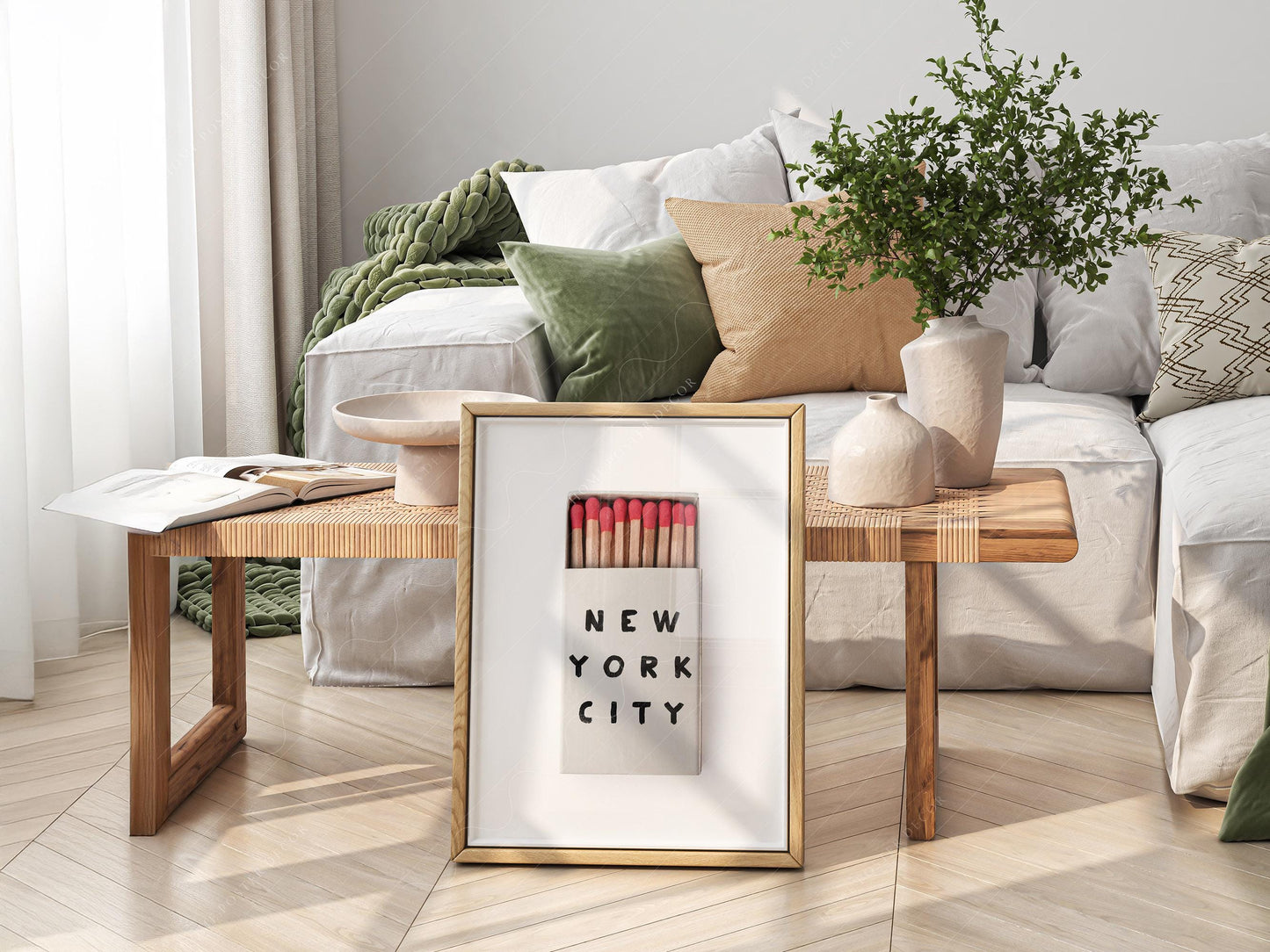 New York City Matchbox Print – Minimalist Retro Wall – collectible matchbox print