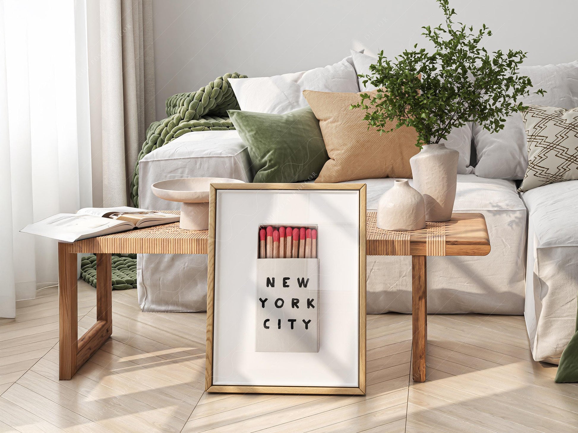 New York City Matchbox Print – Minimalist Retro Wall – collectible matchbox print