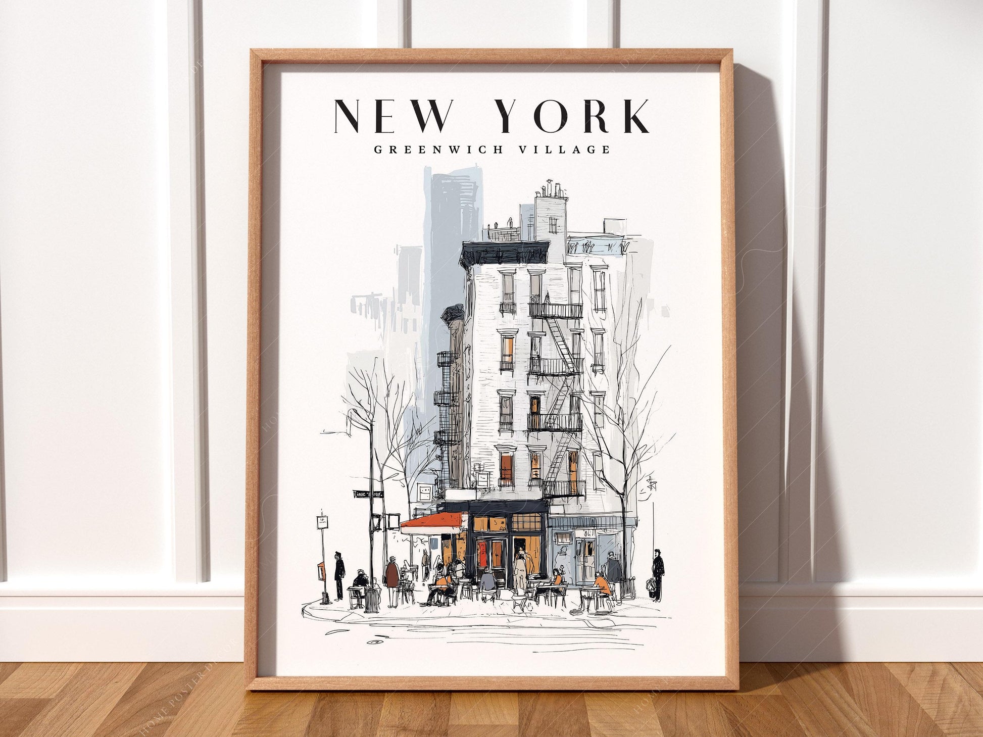 Greenwich Village New York Print – NYC Sketch Art – museum quality art print