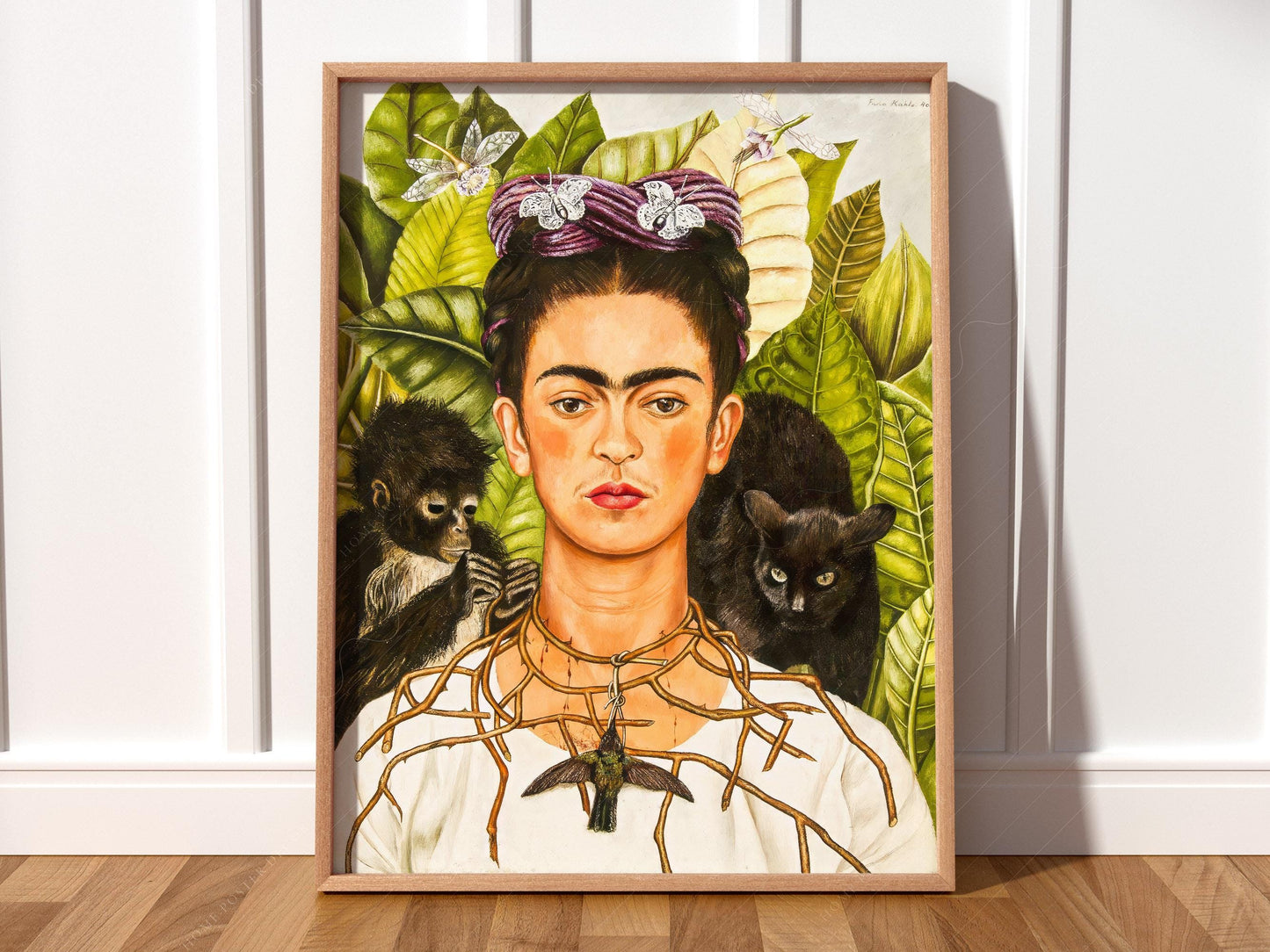 Frida Kahlo Self-Portrait with Thorn Necklace Print – gallery wall art poster