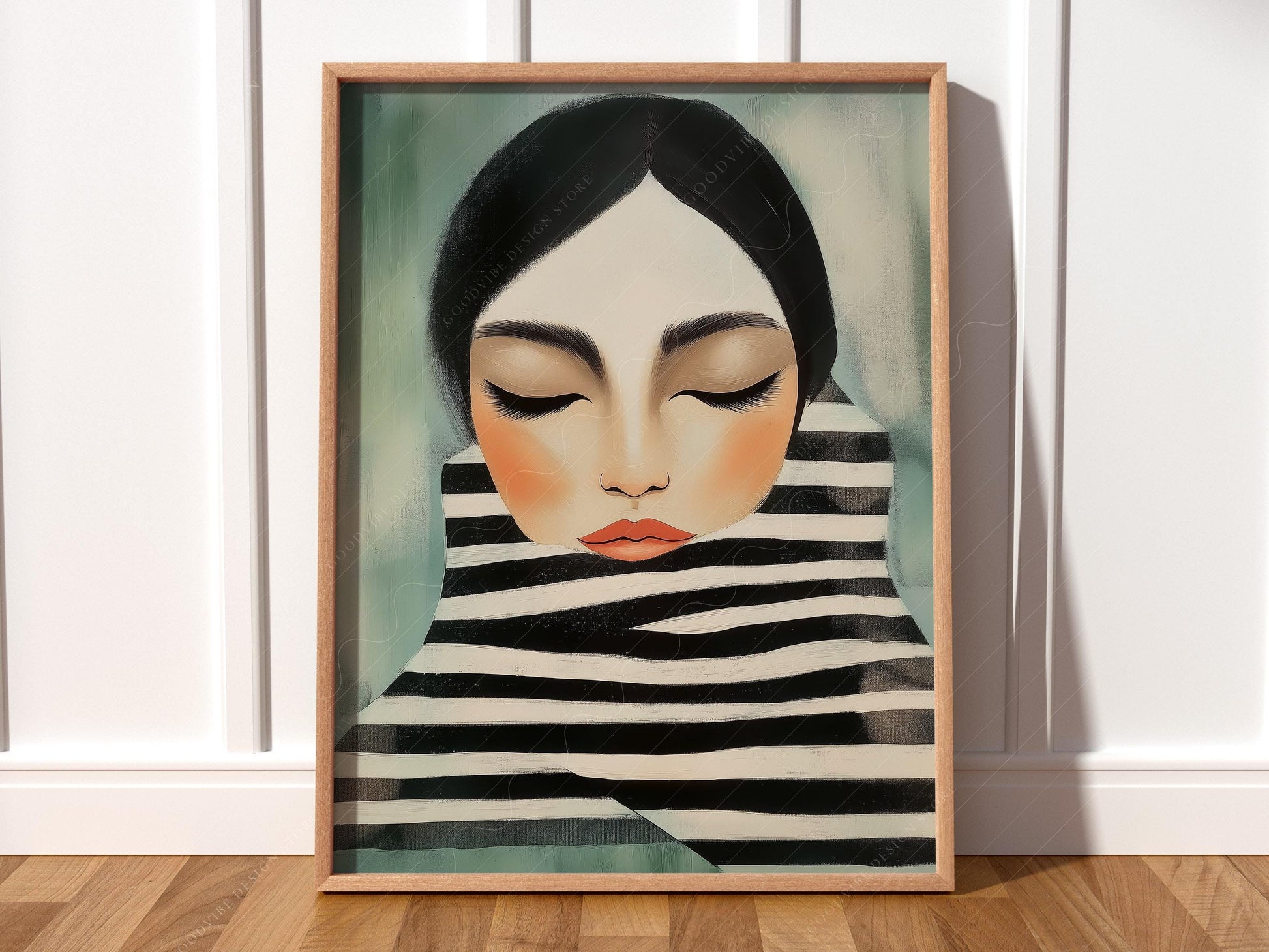 Woman Portrait Art Print – Modern Minimalist Black – fine art print wall decor