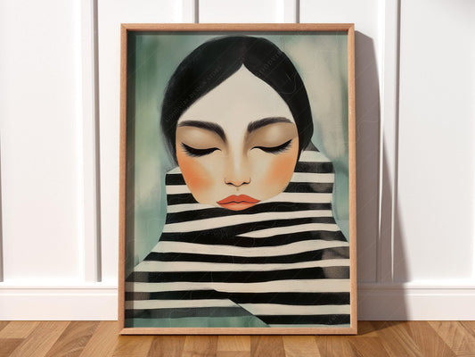 Woman Portrait Art Print – Modern Minimalist Black – fine art print wall decor